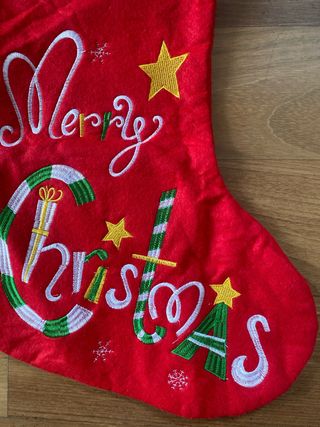 2 Calcetines Navideños Grandes Bordados Nuevos