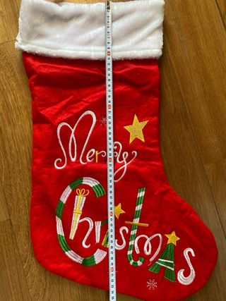 2 Calcetines Navideños Grandes Bordados Nuevos