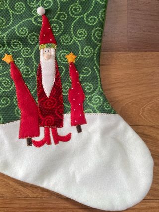 2 Calcetines Navideños Grandes Bordados Nuevos