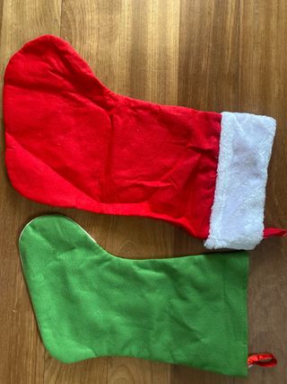 2 Calcetines Navideños Grandes Bordados Nuevos