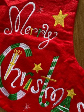 2 Calcetines Navideños Grandes Bordados Nuevos