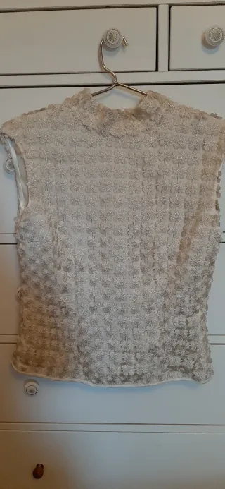 Top fiesta encaje plateado y beige