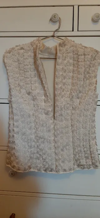 Top fiesta encaje plateado y beige