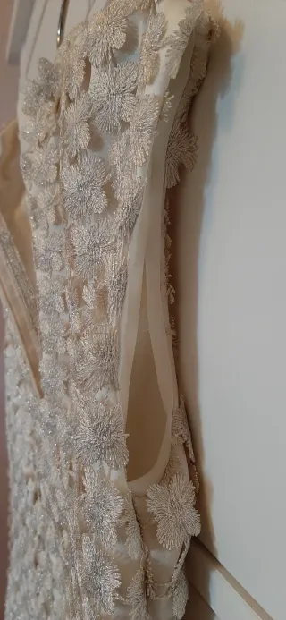 Top fiesta encaje plateado y beige