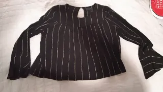 Blusa Corte Inglés Negra Rayas Plateadas