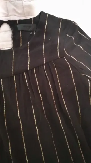 Blusa Corte Inglés Negra Rayas Plateadas