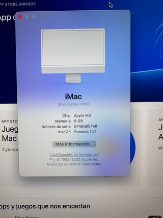 ordenador Apple iMac M3 2023 Plata/Blanco
