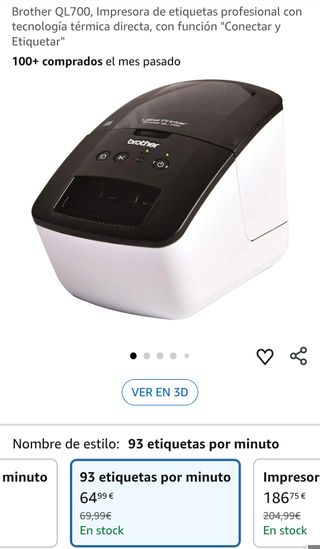 Brother QL700, Impresora de etiquetas profesional con tecnología térmica directa, con función "Conectar y Etiquetar"