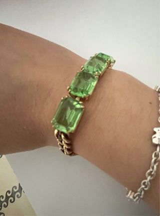 Pulsera Swarovski eslabones y piedras verdes