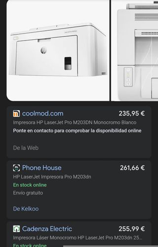 HP LaserJet M203dn - Stampante laser (PCL 5c, PCL 6, PDF 1.5, PWG, 1200 x 1200 DPI, A4) colore bianco