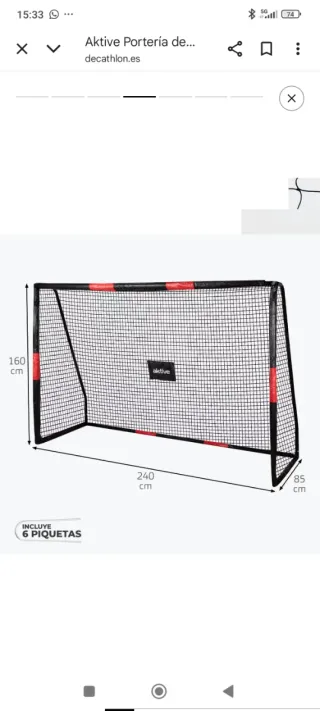 Portería de fútbol KIPSTA 1.60 alto ,× 240 ancho.