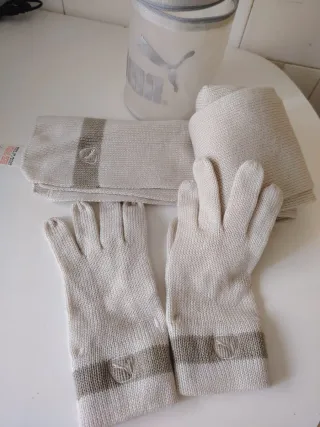 Bufanda y Guantes Puma Beige/Gris
