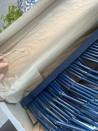 Tenda antimosche in legno blu e bianco