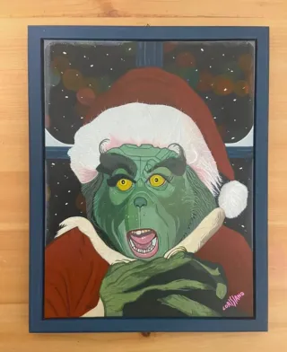 Quadro Grinch con cornice blu