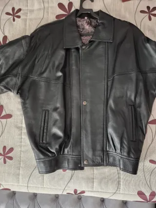 Giubbotto in pelle vintage da uomo nero