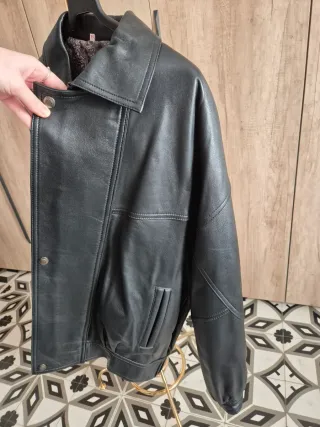 Giubbotto in pelle vintage da uomo nero