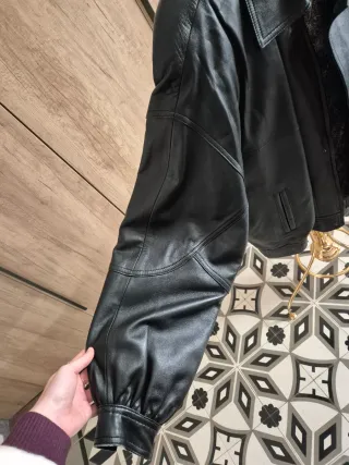 Giubbotto in pelle vintage da uomo nero