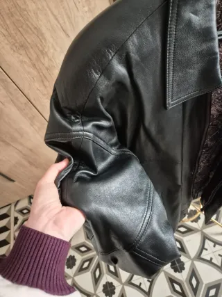 Giubbotto in pelle vintage da uomo nero