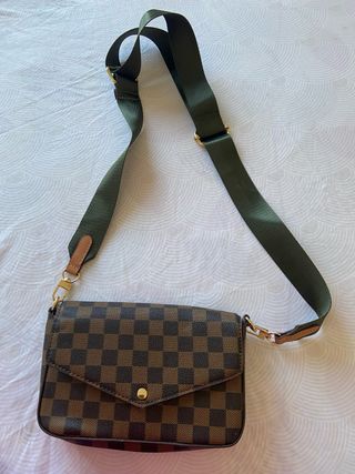 Bolso bandolera cuadros marrón y verde