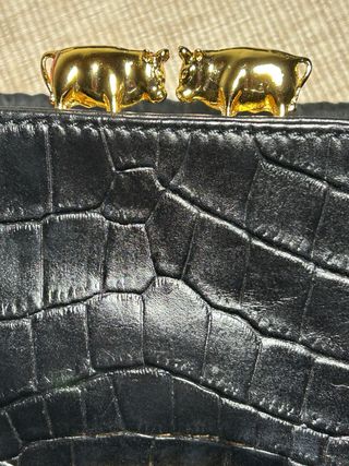 Bolso Love Moschino Piel Negra Cocodrilo