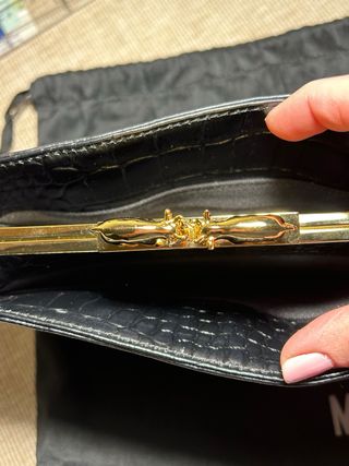 Bolso Love Moschino Piel Negra Cocodrilo