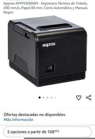 Approx APPPOS80AM - Impresora Térmica de Tickets, 200 mm/s, Papel 80 mm, Corte Automático y Manual, Negro