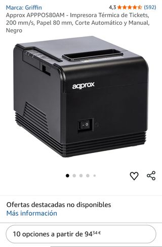 Approx APPPOS80AM - Impresora Térmica de Tickets, 200 mm/s, Papel 80 mm, Corte Automático y Manual, Negro