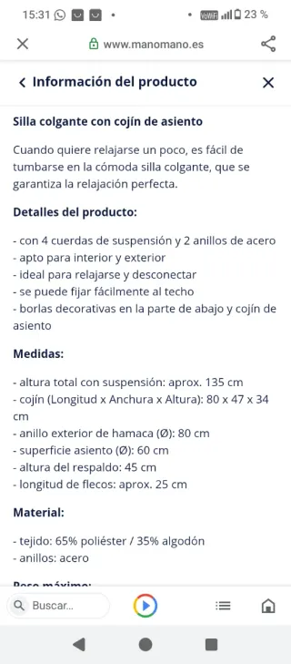 Columpio nido de macramé