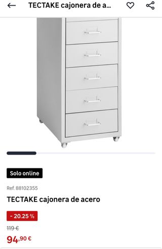 Cajonera Tectake IKEA Blanca