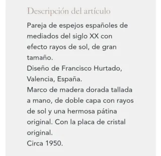 Espejo Sol Dorado Antiguo