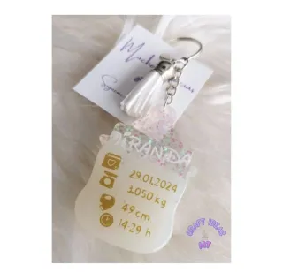 Llavero Biberón Personalizado con los datos del be