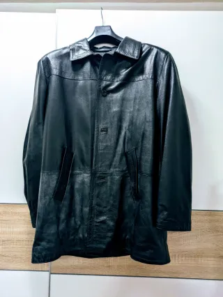 Giacca Uomo Vera Pelle Nera XL Nuovo senza cartell