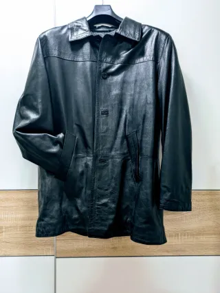 Giacca Uomo Vera Pelle Nera XL Nuovo senza cartell