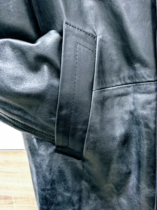 Giacca Uomo Vera Pelle Nera XL Nuovo senza cartell