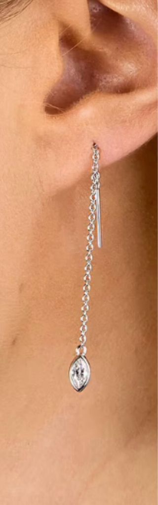 Orecchini a pendente in argento dorato con zircone