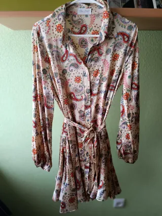 Vestido estampado beige