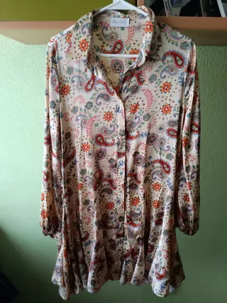 Vestido estampado beige