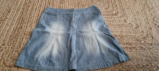 Gonna jeans a pieghe