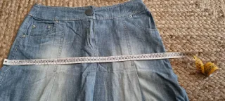 Gonna jeans a pieghe