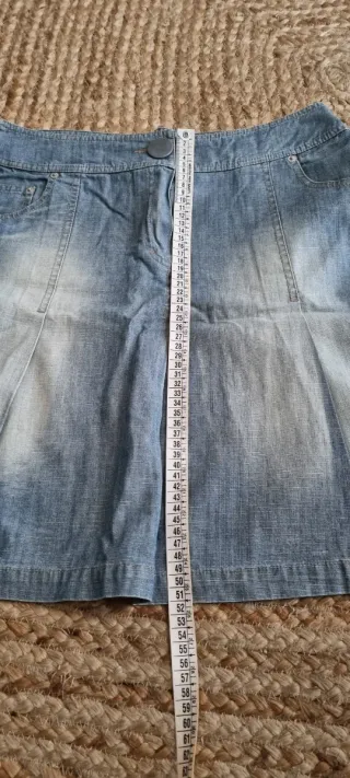 Gonna jeans a pieghe