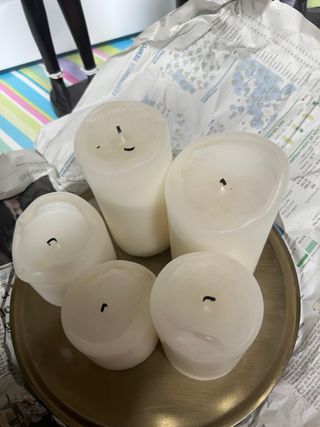 Plato y 5 velas decorativas