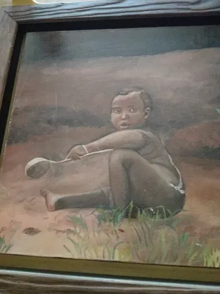 Quadro dipinto con cornice in legno