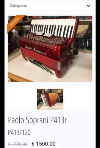 Acordeón Paolo Soprani 80 bajos 7+2 registros