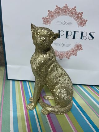 Figura Leopardo Dorado Decorativa