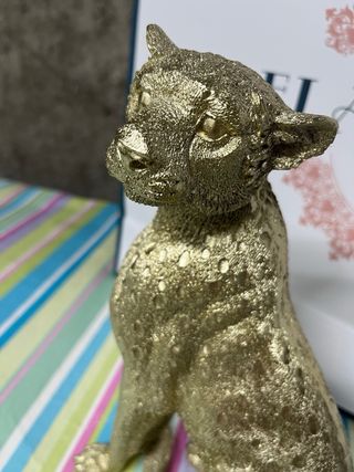 Figura Leopardo Dorado Decorativa