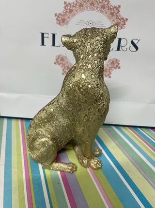 Figura Leopardo Dorado Decorativa