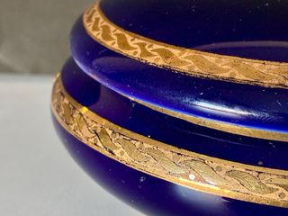 🇫🇷 Limoges Caja Joyero Azul y Dorado