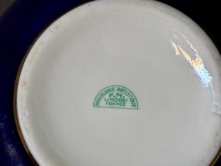 🇫🇷 Limoges Caja Joyero Azul y Dorado