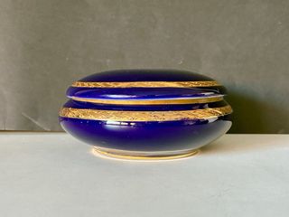 🇫🇷 Limoges Caja Joyero Azul y Dorado