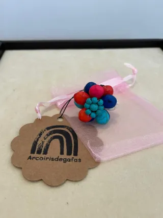 Anillo ajustable flor piedras preciosas